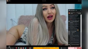 Angelic whore with red lips reading the chat